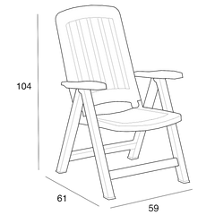 CARMEN chaise de jardin fauteuil pliant en polypropylène 104x61x59cm BLANC