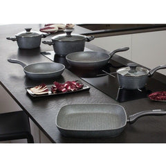 Ensemble batterie pots 255012 Dgbavaria 9PZ tuiles pierre antiadhésive induction