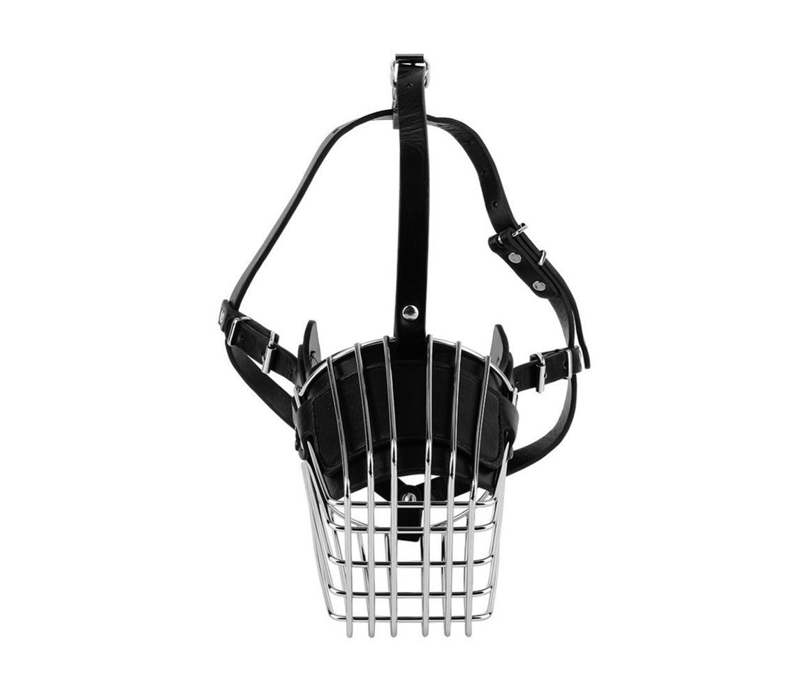 Muselière à panier art. 5808 en acier et en cuir 9 cm pour les petits chiens