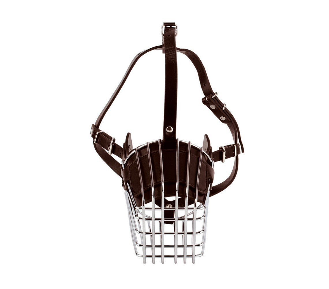 Muselière à panier art. 5808 en acier et en cuir 9 cm pour les petits chiens