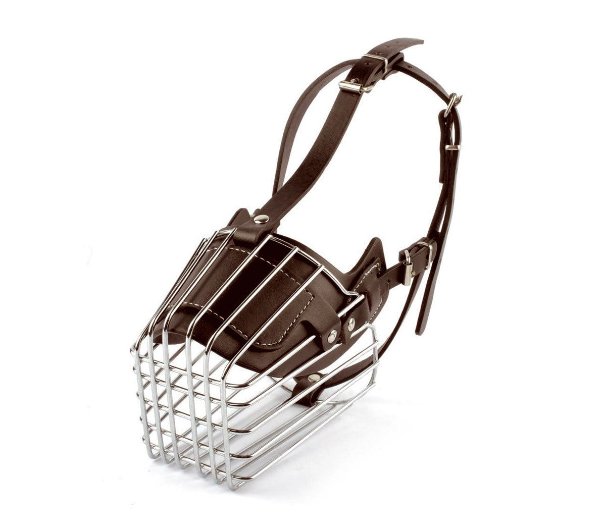 Muselière à panier art. 5808 en acier et en cuir 9 cm pour les petits chiens