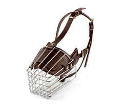 Muselière à panier art. 5808 en acier et en cuir 9 cm pour les petits chiens