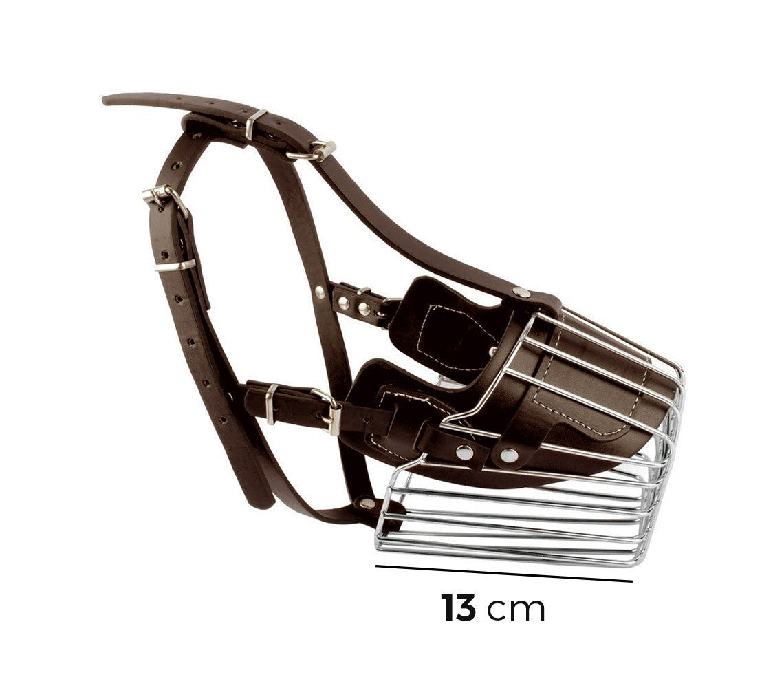 Muselière à panier art. 5808 en acier et en cuir 9 cm pour les petits chiens
