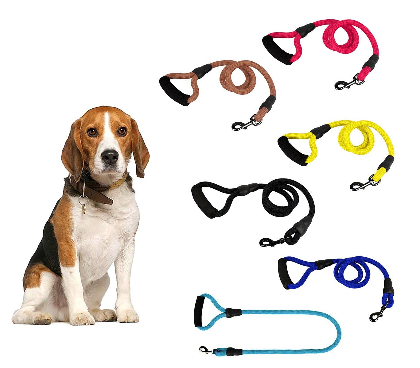 Laisse à corde en nylon 280120 chiens taille moyenne 120 cm avec mousqueton noir