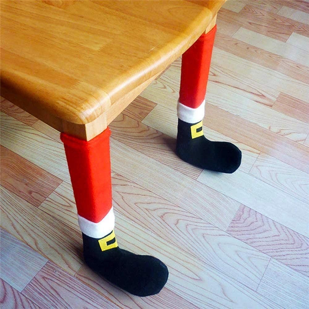 Set de 4 couvre-pieds de Noël 6145015 revêtement pour chaise pied du Père Noël