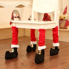 Set de 4 couvre-pieds de Noël 6145015 revêtement pour chaise pied du Père Noël