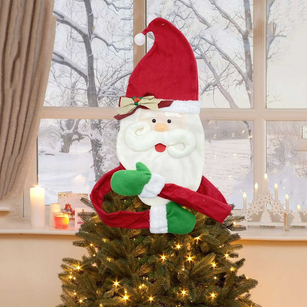 Embout pour arbre de Noël 6145018 forme du visage du Père Noël avec des mains