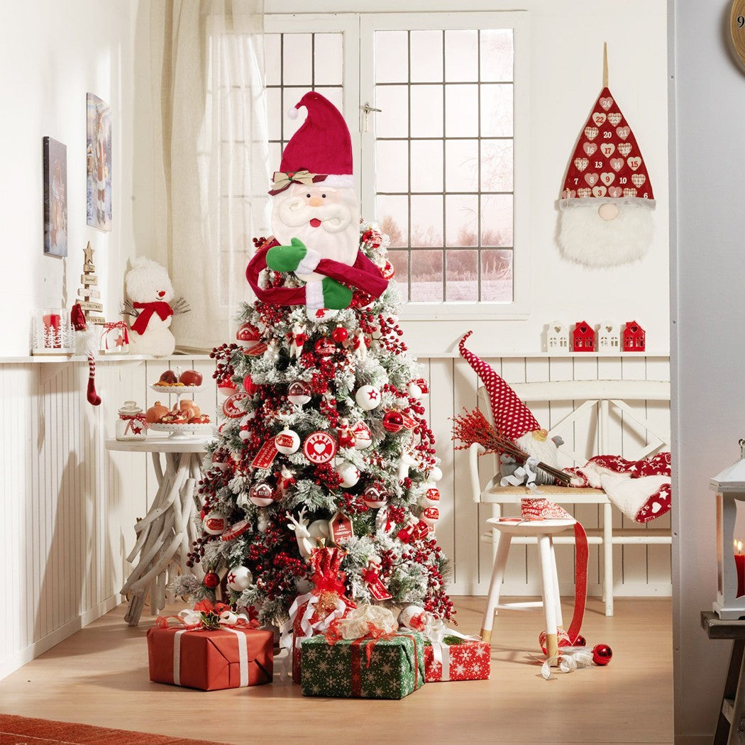 Embout pour arbre de Noël 6145018 forme du visage du Père Noël avec des mains