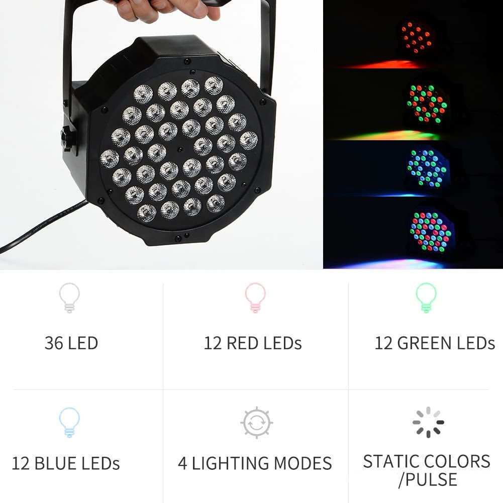 Phare strobo rgb projecteur 36 led coloré 000364 effet de disque 4 modes