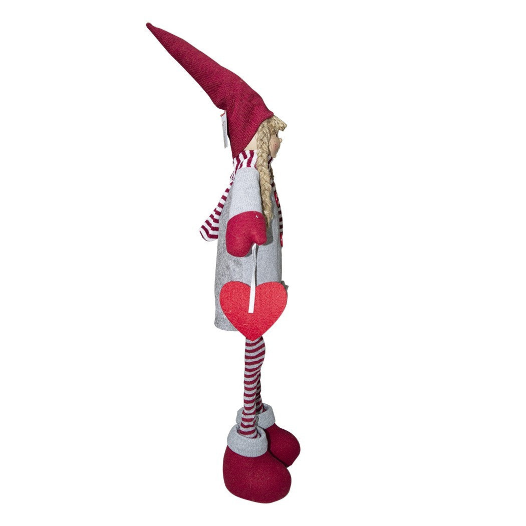 Fille en polyester 75h cm 368007 robe rouge de Noël et la lumière dans l’écharpe