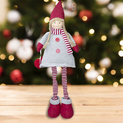 Fille en polyester 75h cm 368007 robe rouge de Noël et la lumière dans l’écharpe