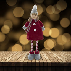 Fille en polyester 75h cm 368007 robe rouge de Noël et la lumière dans l’écharpe