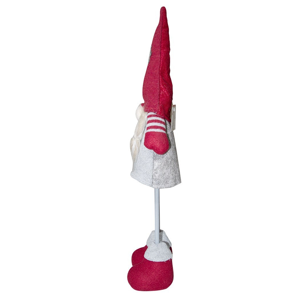 Gnome en polyester 50h cm 368006 décoration avec robe rouge de Noël et lumière