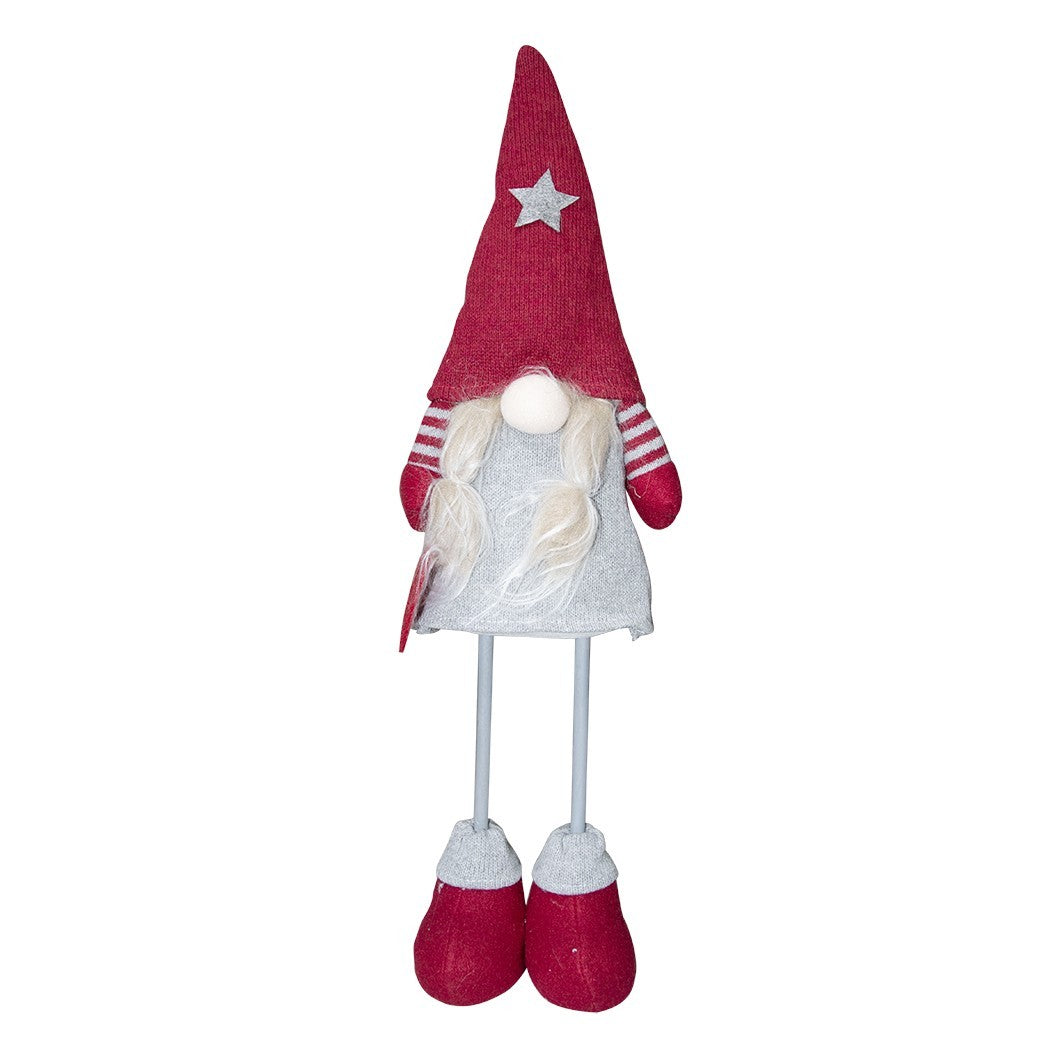 Gnome en polyester 50h cm 368006 décoration avec robe rouge de Noël et lumière