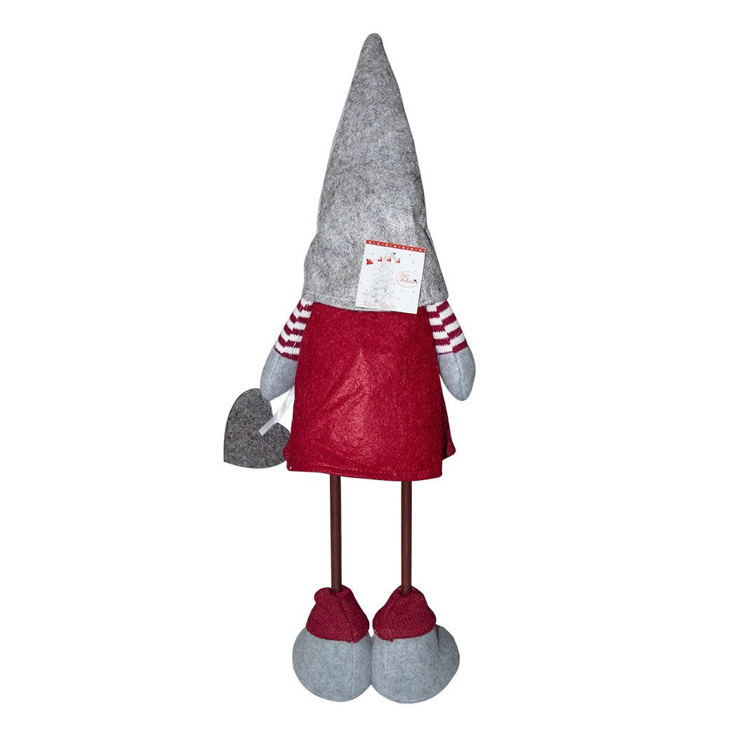 Gnome en polyester 50h cm 368006 décoration avec robe rouge de Noël et lumière