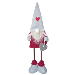 Gnome en polyester 50h cm 368006 décoration avec robe rouge de Noël et lumière