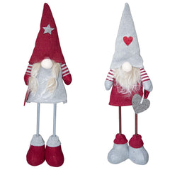 Gnome en polyester 50h cm 368006 décoration avec robe rouge de Noël et lumière