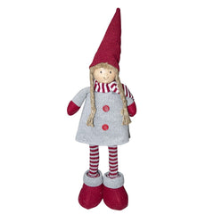 Fille en polyester 50h cm 368005 robe rouge de Noël et la lumière dans l’écharpe