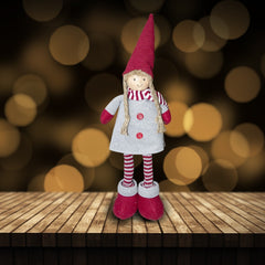 Fille en polyester 50h cm 368005 robe rouge de Noël et la lumière dans l’écharpe