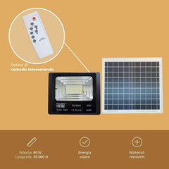 Phare led avec recharge solaire 60W étanche IP67 FB-8860 6500K lumière froide
