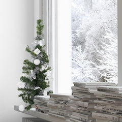 Arbre de Noël de table 343636 vert et 60H cm gris avec décorations sur branches