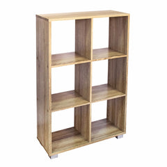 Bibliothèque en bois KUBO à cases avec 6 étagères équipées de pieds 60x24xH99 cm