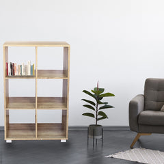 Bibliothèque en bois KUBO à cases avec 6 étagères équipées de pieds 60x24xH99 cm