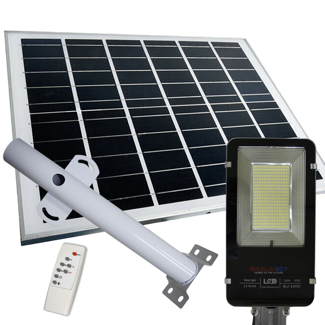 Lampadaire lumineux led route 100W support 061007 panneau solaire crépusculaire