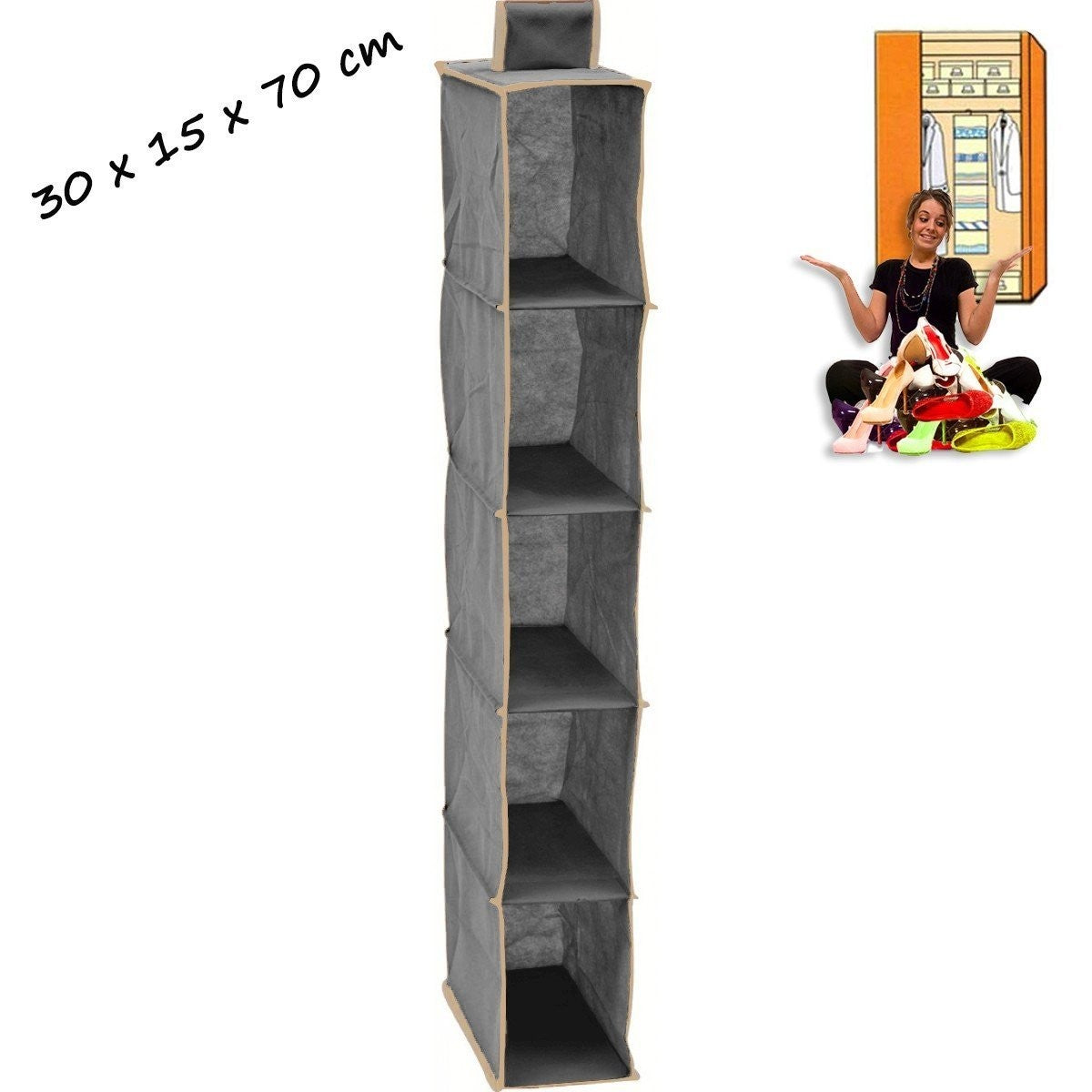 748981 - Etagère de rangement en tissus pour penderie