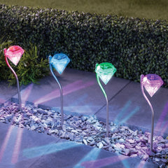 Lampe led rgb énergie solaire 32 cm en forme de diamant marqueur