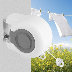 Séchoir à linge espace de rangement escamotable par mur extensible jusqu’à 15mt