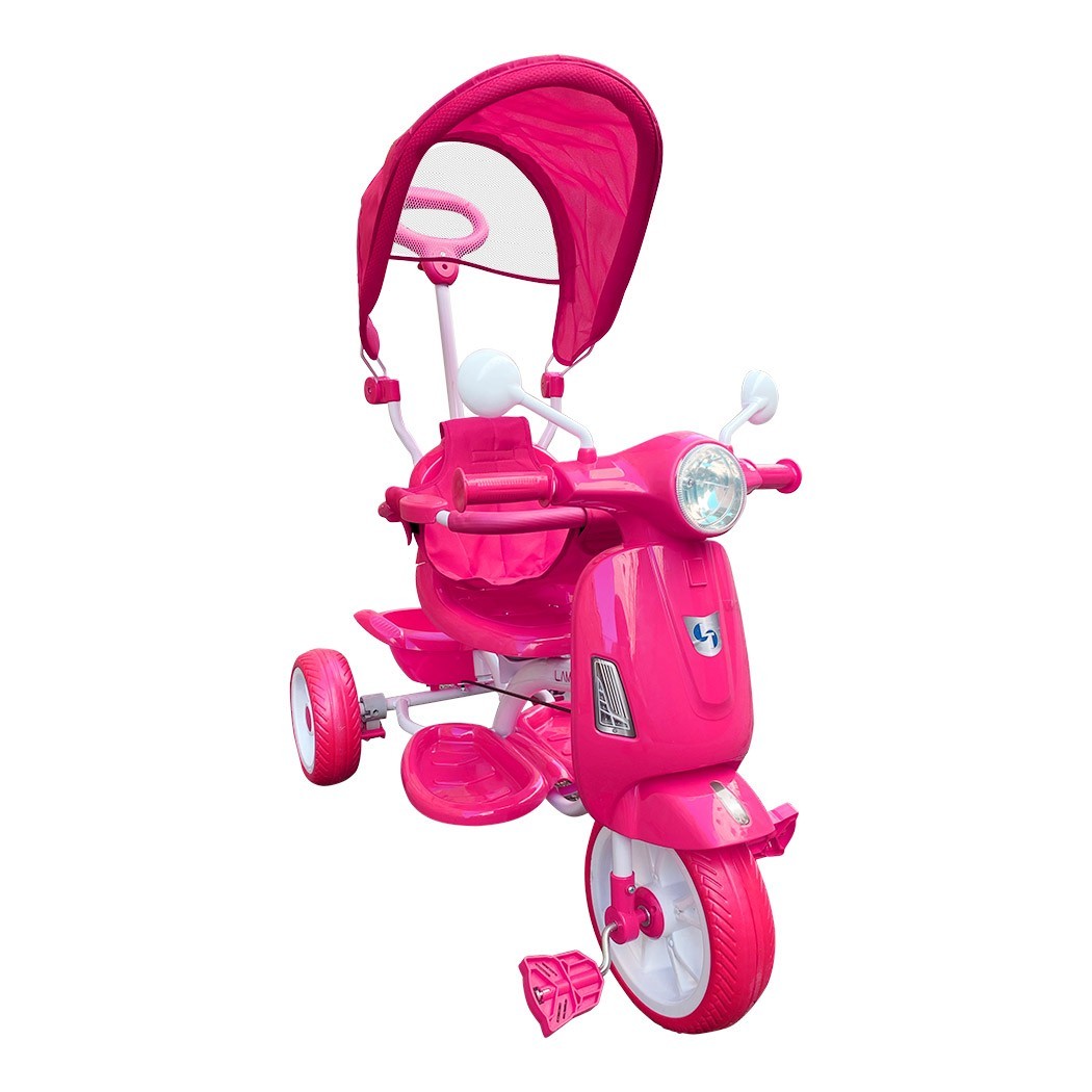 Tricycle poussoir enfants LT916 double frein et siège pivotant devant maman