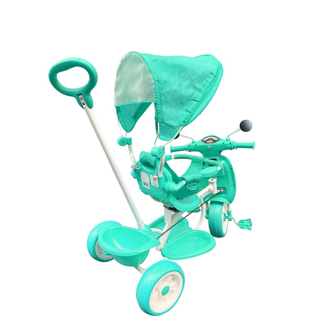 Tricycle poussoir enfants LT916 double frein et siège pivotant devant maman