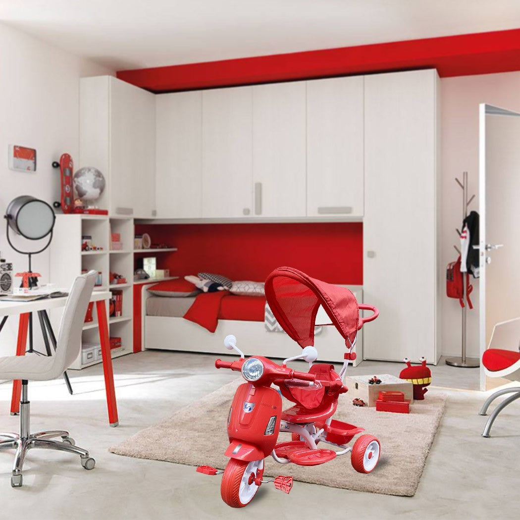 Tricycle poussoir enfants LT916 double frein et siège pivotant devant maman