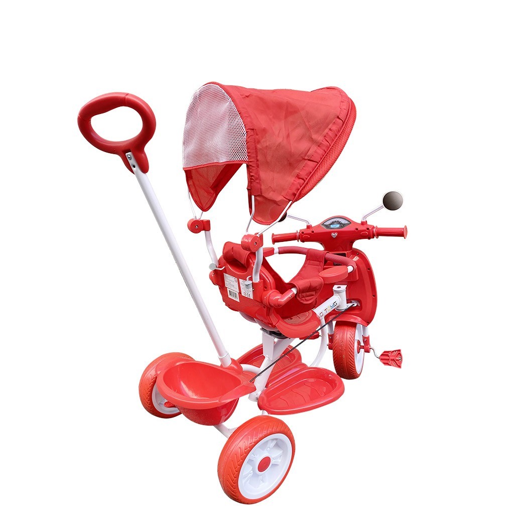 Tricycle poussoir enfants LT916 double frein et siège pivotant devant maman