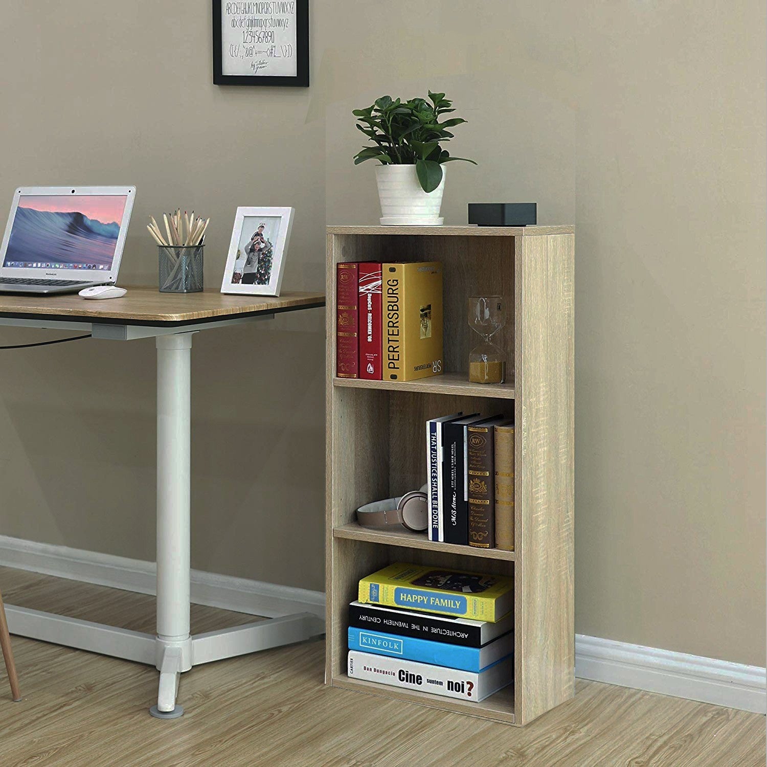 Bibliothèque en bois PRONTO 89 avec 3 étagères 30x40xH90 cm salon chambre