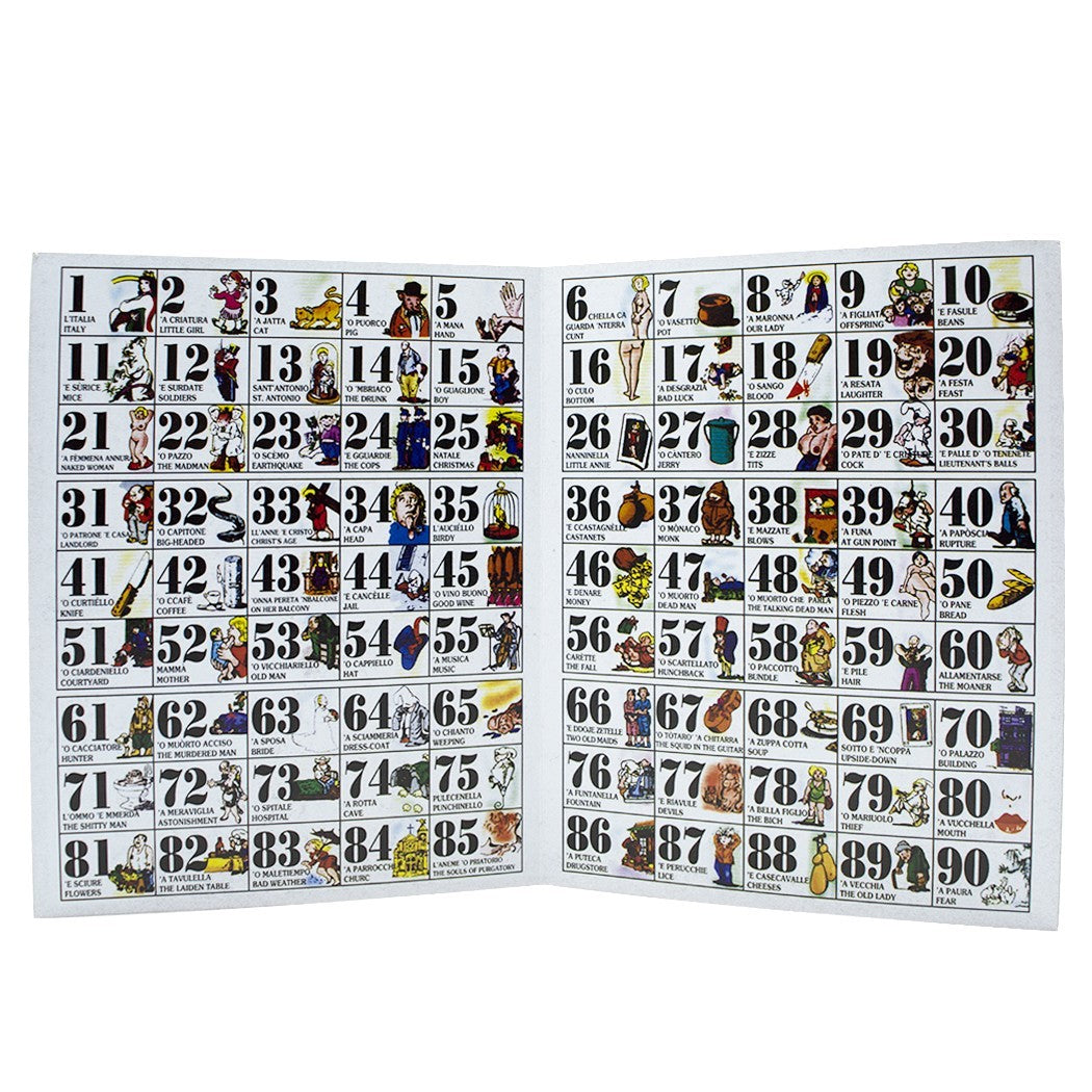 Tombola de la grimace napolitaine 423192 avec 90 numéros de bois et 48 dossiers