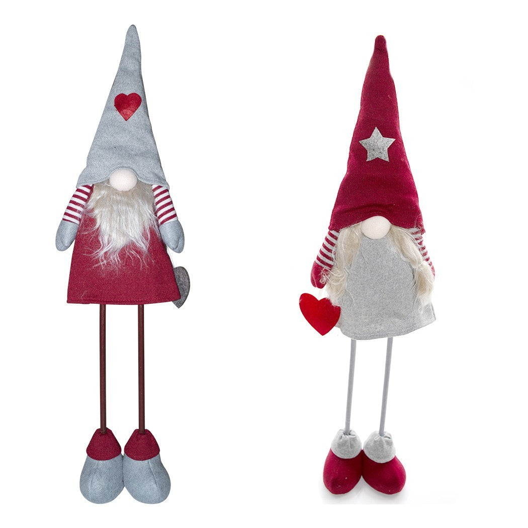 Gnome en polyester 75h cm 368008 décoration avec robe rouge de Noël et lumière