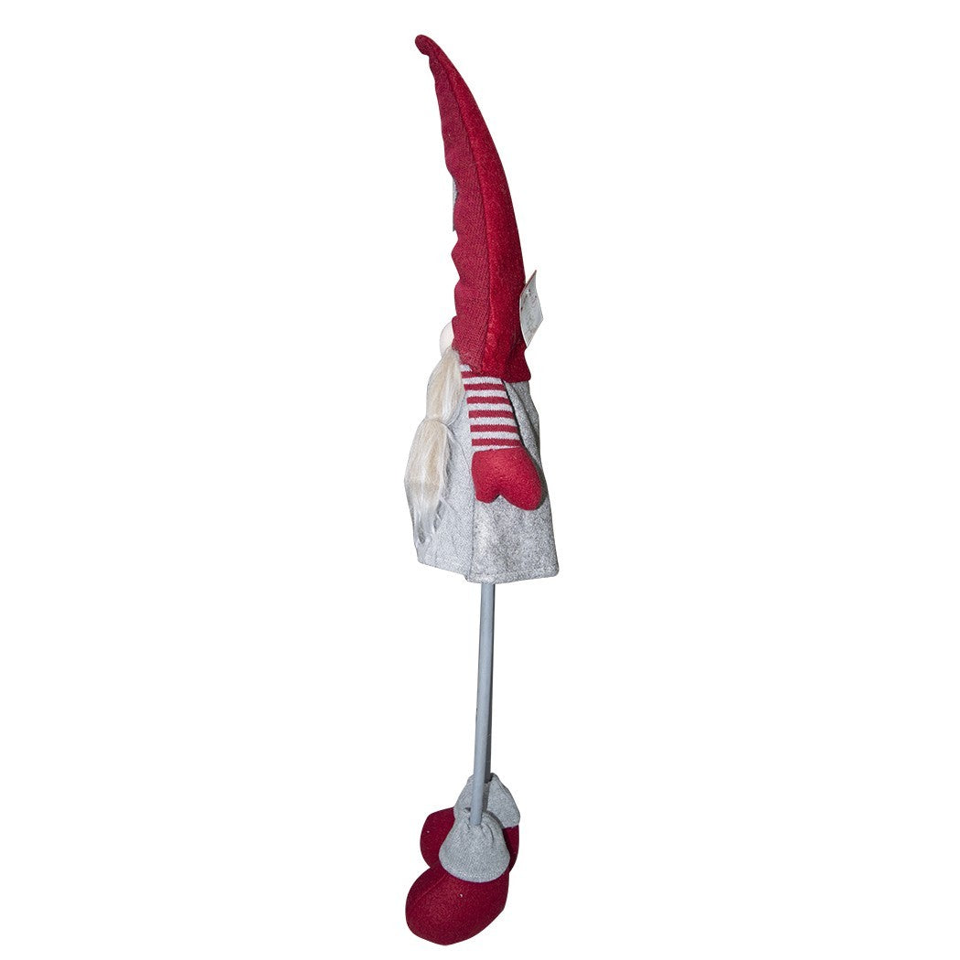 Gnome en polyester 75h cm 368008 décoration avec robe rouge de Noël et lumière