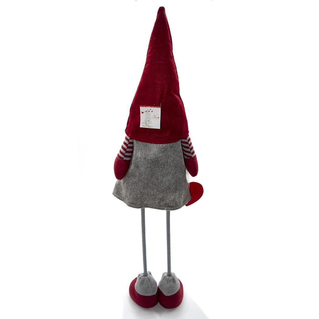 Gnome en polyester 75h cm 368008 décoration avec robe rouge de Noël et lumière