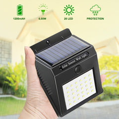 2 pièces Projecteur, recharge solaire et capteur de mouvement SMD 20 LED 1200mah