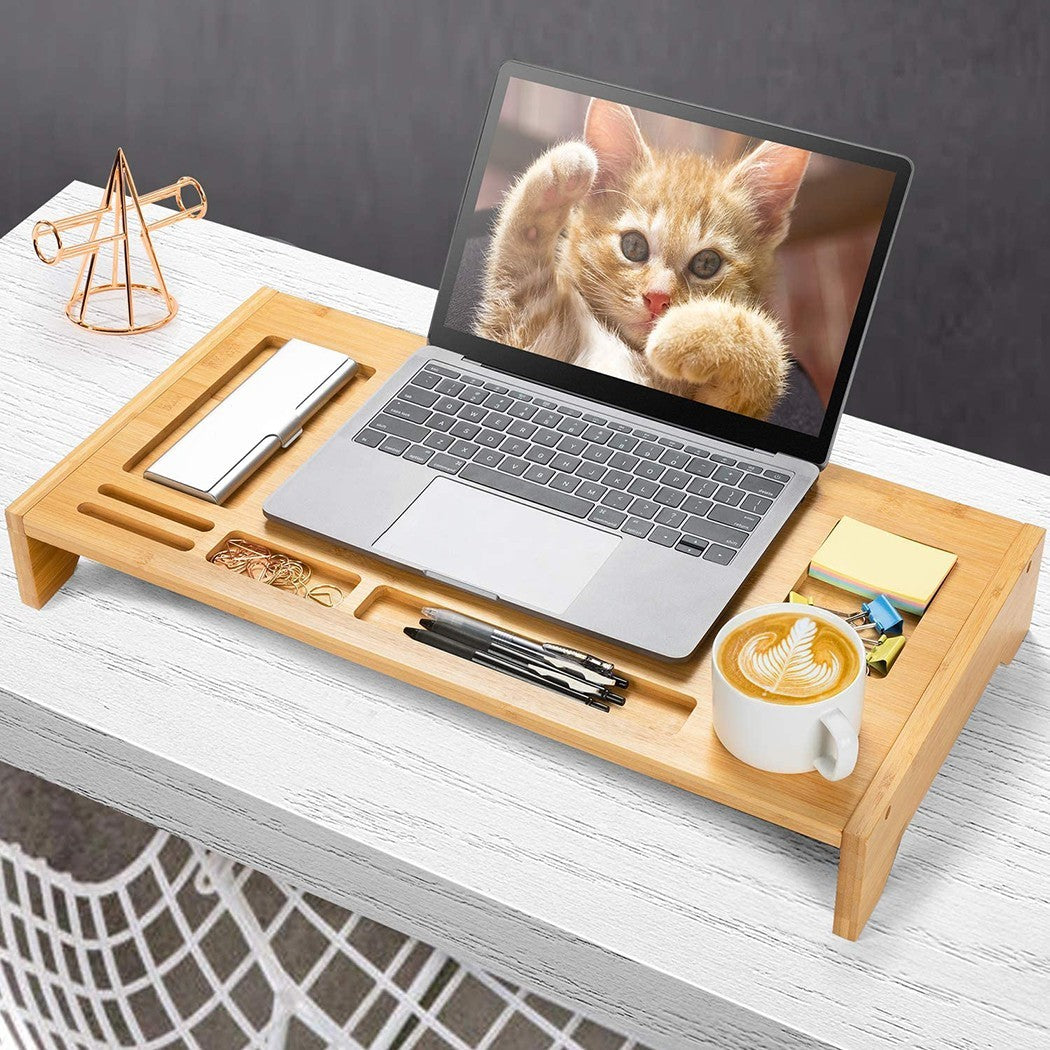 Organisateur de table support d’ordinateur multifonction en bois 60x30xH8 cm