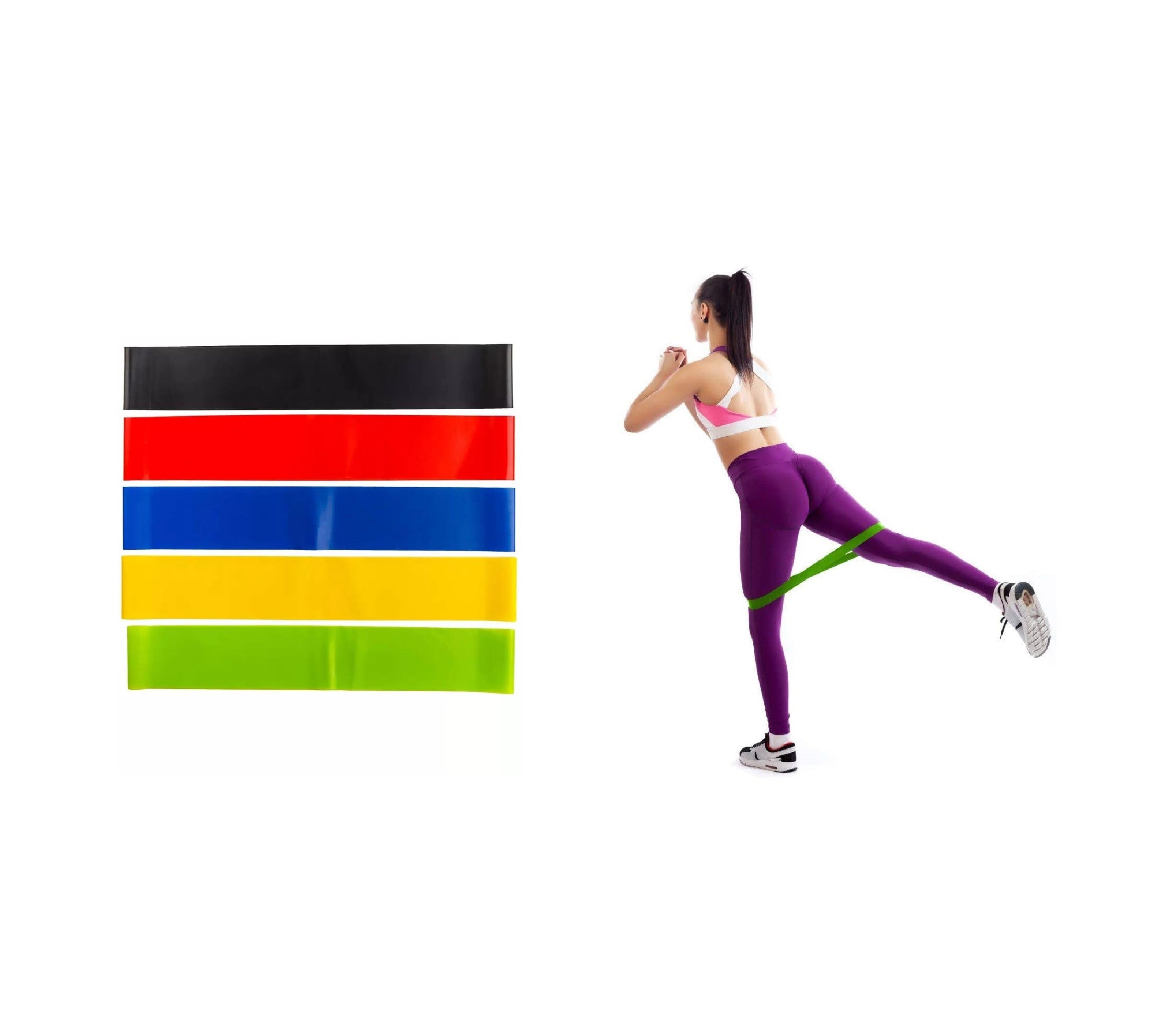 Set 5 pièces élastiques de couleur pour le fitness 187493 bandes de résistance