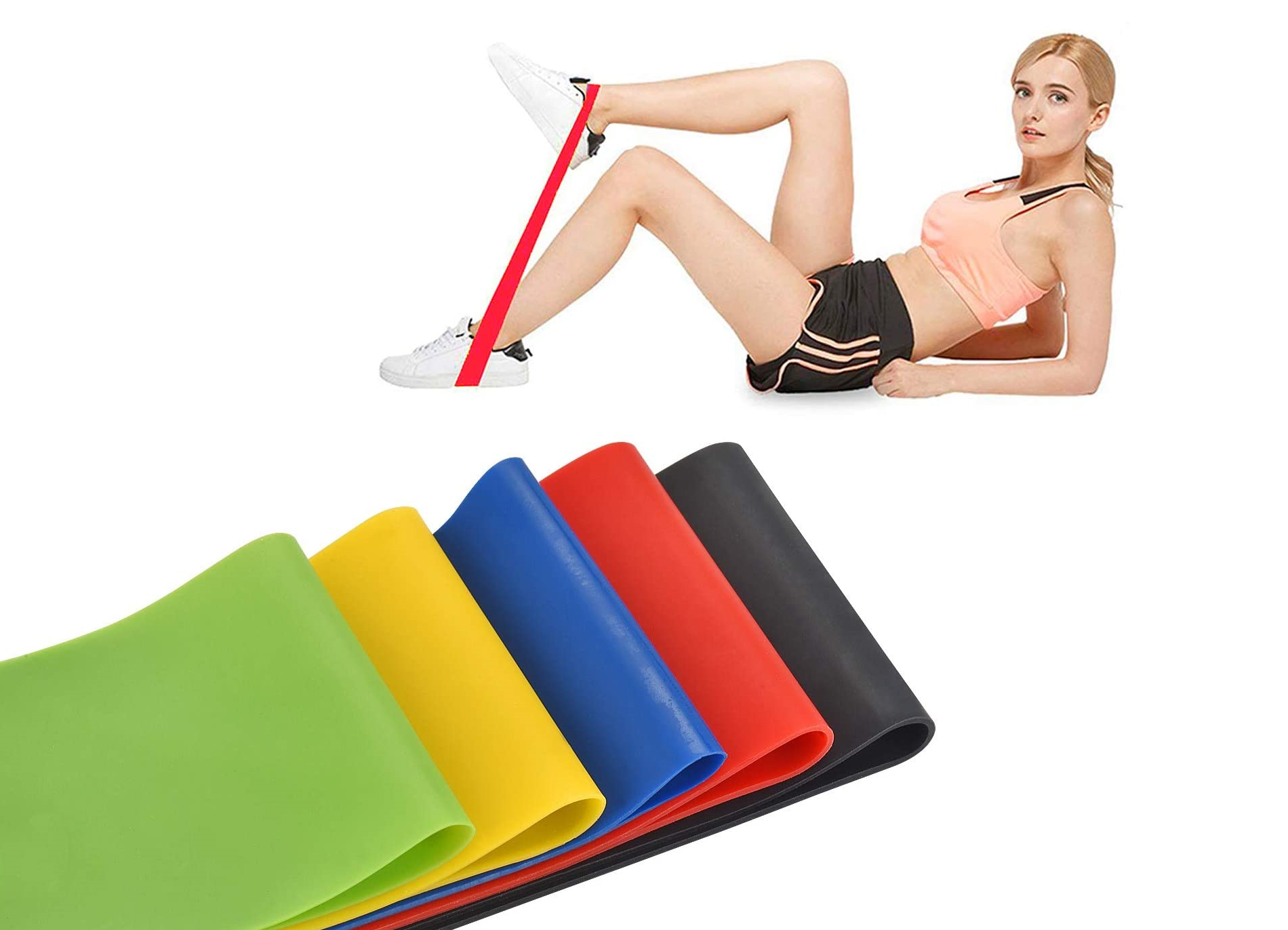 Set 5 pièces élastiques de couleur pour le fitness 187493 bandes de résistance