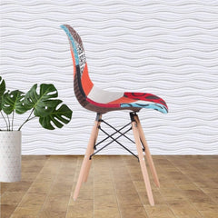 Chaise en tissu Patchwork Fantasy 48x54x85cm avec pieds en bois et assise souple