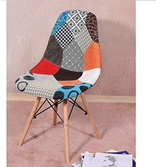 Chaise en tissu Patchwork Fantasy 48x54x85cm avec pieds en bois et assise souple