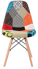 Chaise en tissu Patchwork Fantasy 48x54x85cm avec pieds en bois et assise souple