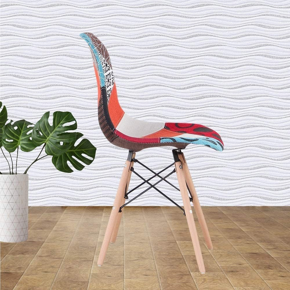 Ensemble de 2 chaises Fantasy tissu Patchwork 48x54x85cm avec des jambes en bois