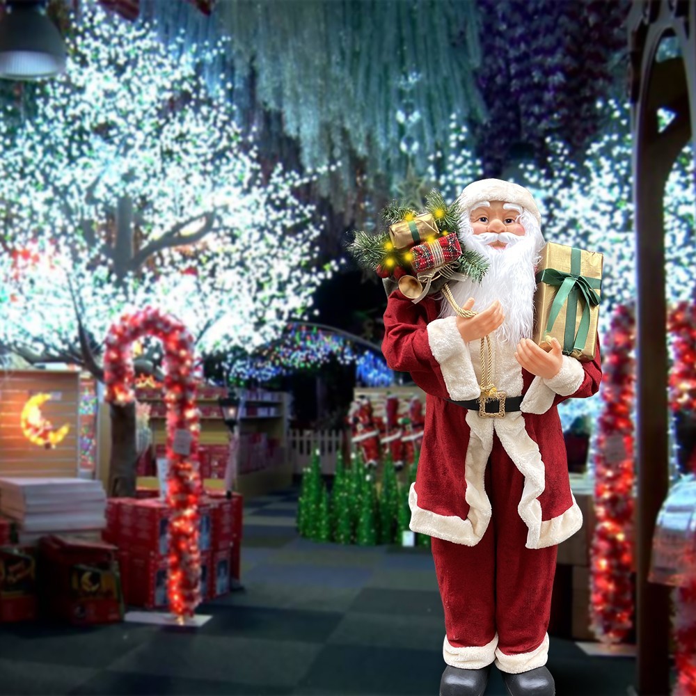 Père Noël géant 120cm 144114 sac de décoration de Noël avec sons et des lumières