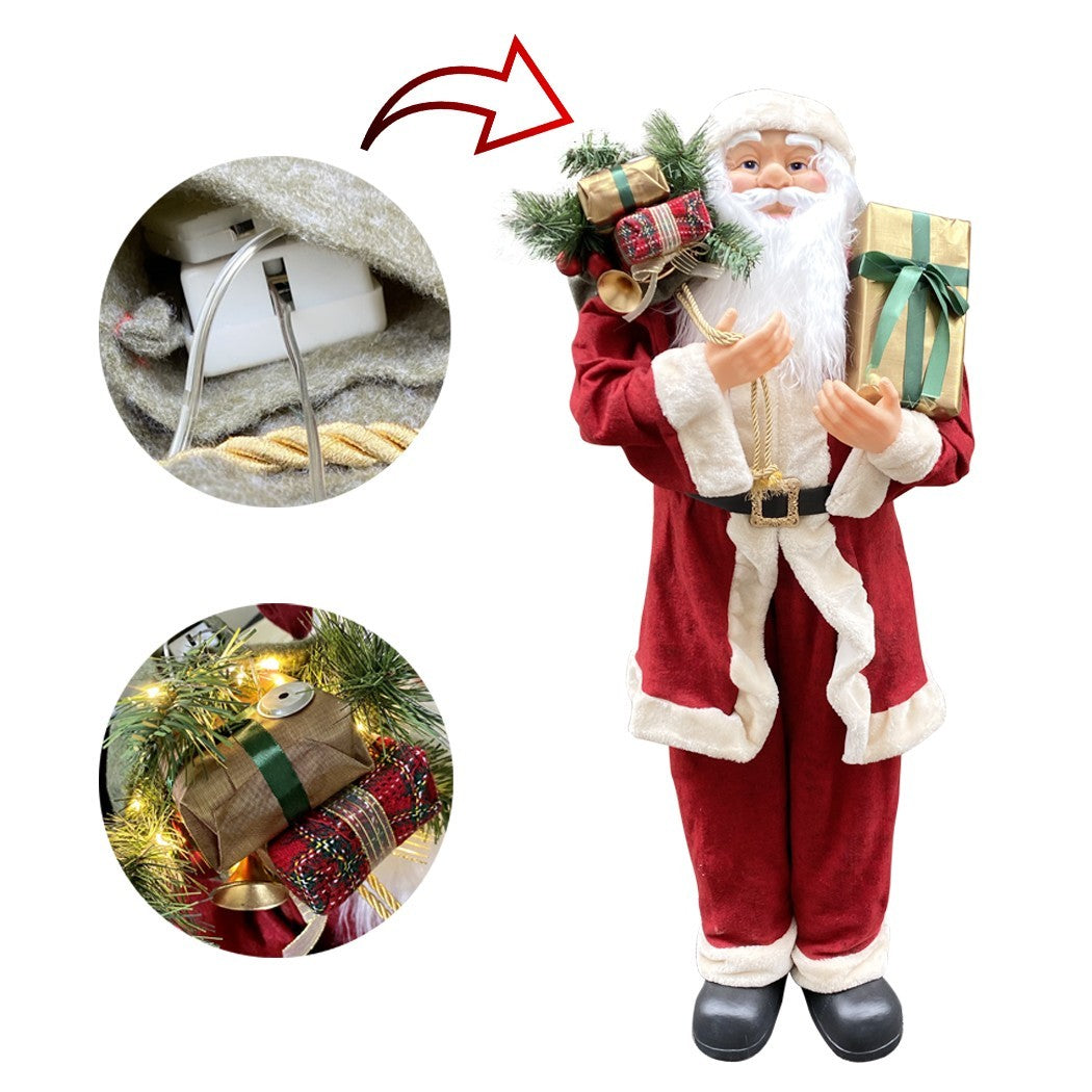 Père Noël géant 120cm 144114 sac de décoration de Noël avec sons et des lumières